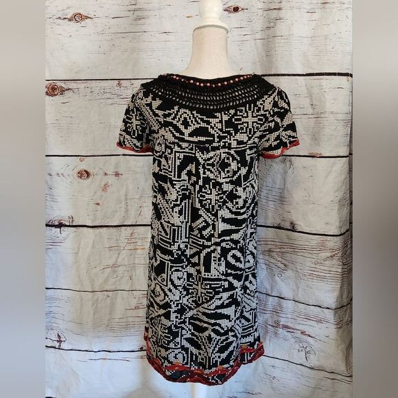 Anthropologie Floreat Abelia Beaded Fringe Geometric Dress Size Small - Picture 3 of 7